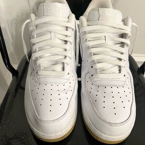Nike Air Force 1 White and Gum Sole Sneakers